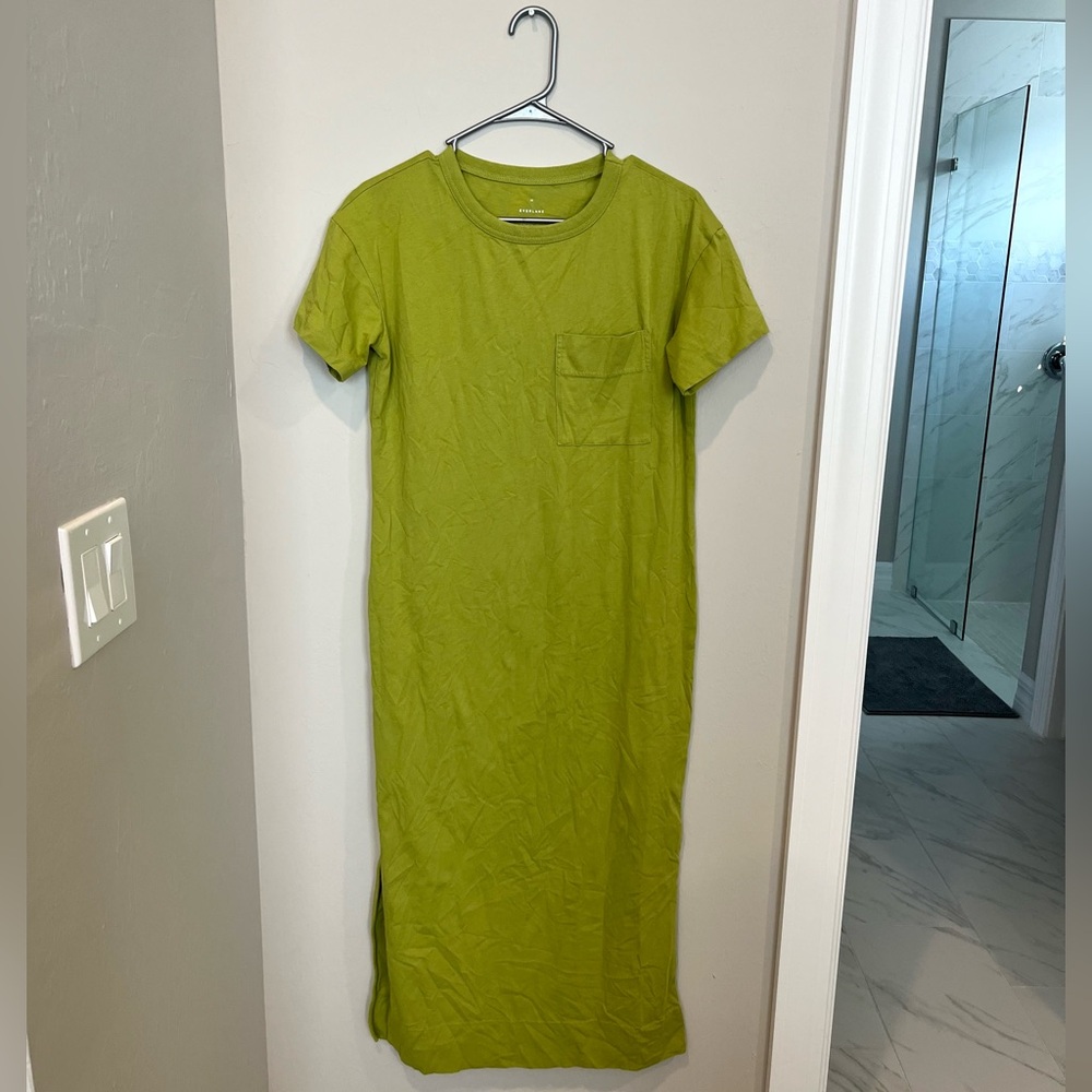 Everlane Olive Green Short-Sleeve Pocket Maxi Dress